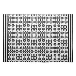 Black White Cloth Placemat: Welsh Tapestry Pattern Placemat
