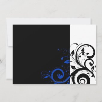 Black/White/Cobalt Blue Bold Swirl Wedding Invitation | Zazzle
