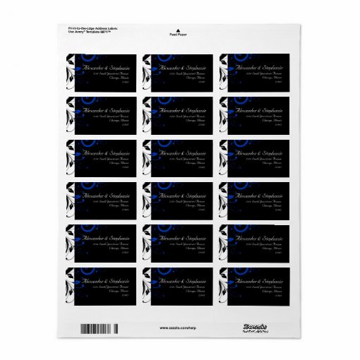 Black/White/Cobalt Blue Bold Swirl Wedding Label | Zazzle