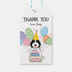 Black White Cockapoo Cavapoo Birthday Party Favor  Gift Tags