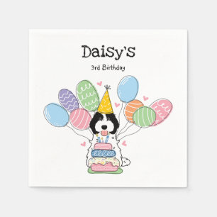 Black White Cockapoo Cavapoo Birthday Party Paper Napkins