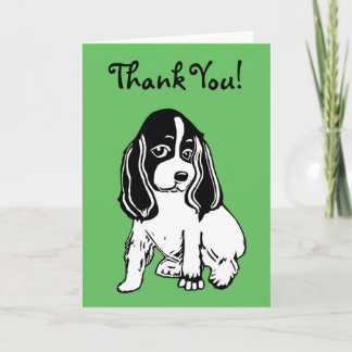 Black White Cocker Spaniel Green Thank You Card