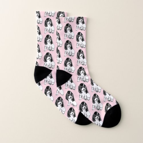 Black White Cocker Spaniels All_Over_Print Socks