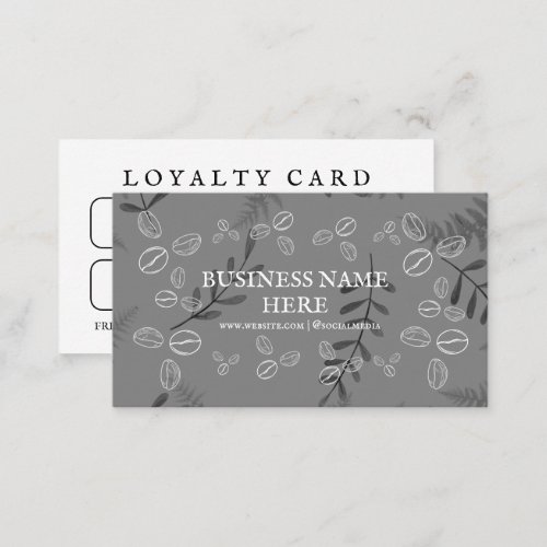 Black White Coffee Beans Caf Coffee Shop  Loyalty Card