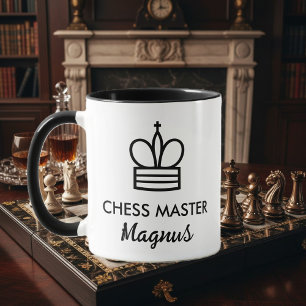 Black & white coffee mug gift for chess player