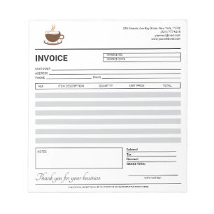 Black & White Coffee Shop Invoice / Receipt  Notepad