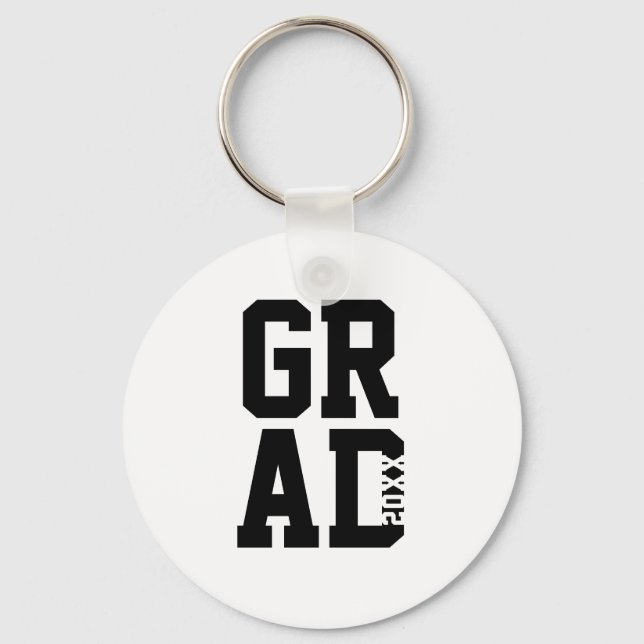  Black White College Colors Graduation Keepsake  Keychain (Front)