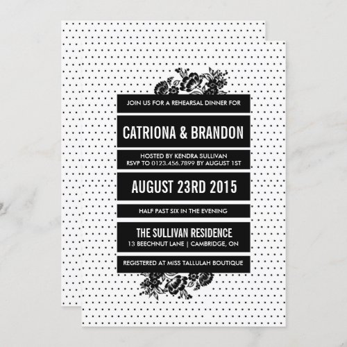 Black  White Color Blocking Rehearsal Invitation