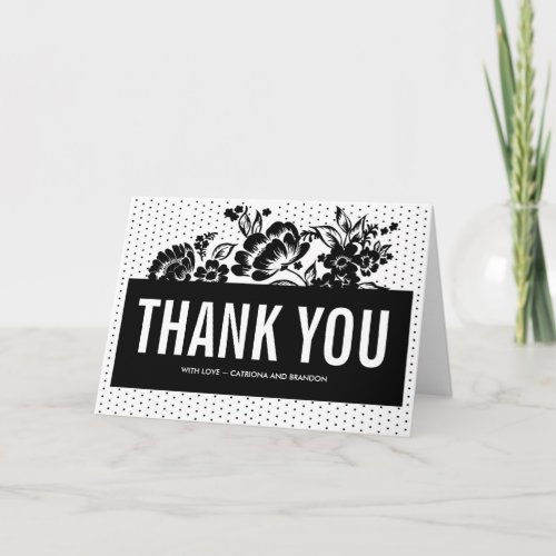 Black  White Color Blocking Thank You Card
