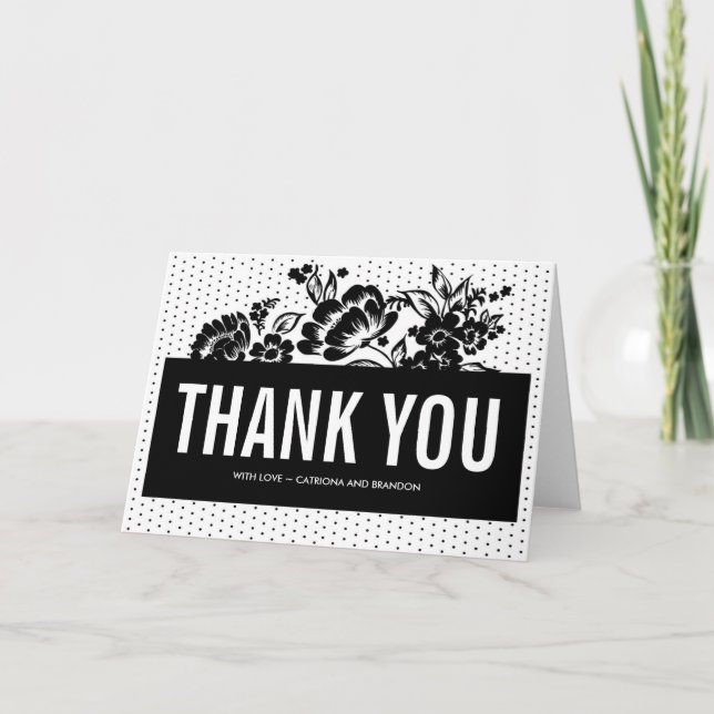 Black & White Color Blocking Thank You Card (Front)