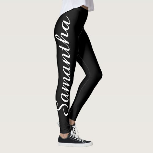 Black White COLOR choice YOUR NAME Leggings