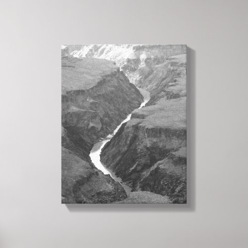 Black  White Colorado River Running 11x14 Canvas Print