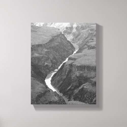 Black  White Colorado River Running 8x10 Canvas Print