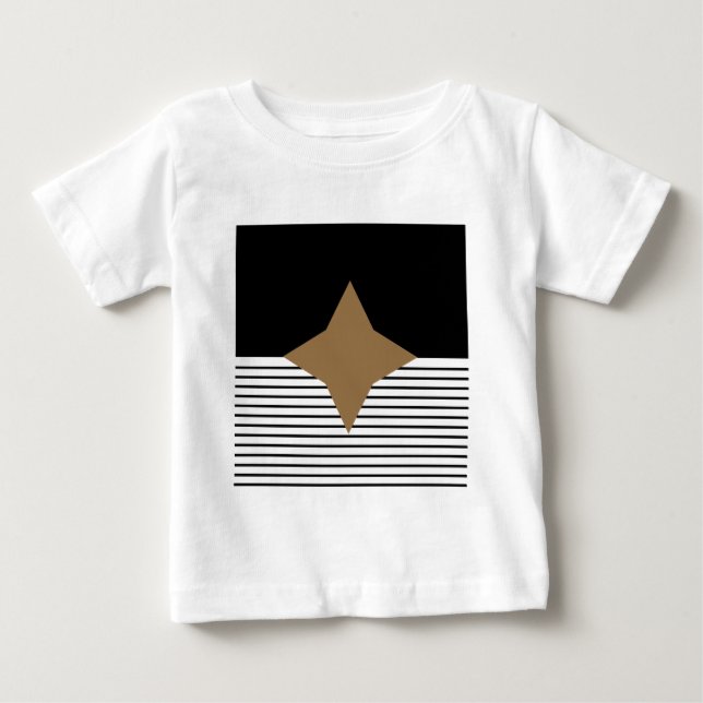 Black White Colorblock & Brown Diamond Baby T-Shirt (Front)
