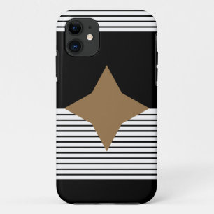 Black White Colorblock & Brown Diamond iPhone 11 Case