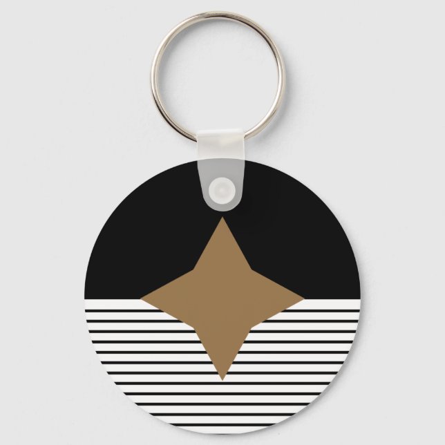 Black White Colorblock & Brown Diamond Keychain (Front)
