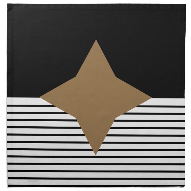 Black White Colorblock & Brown Diamond Napkin (Front)