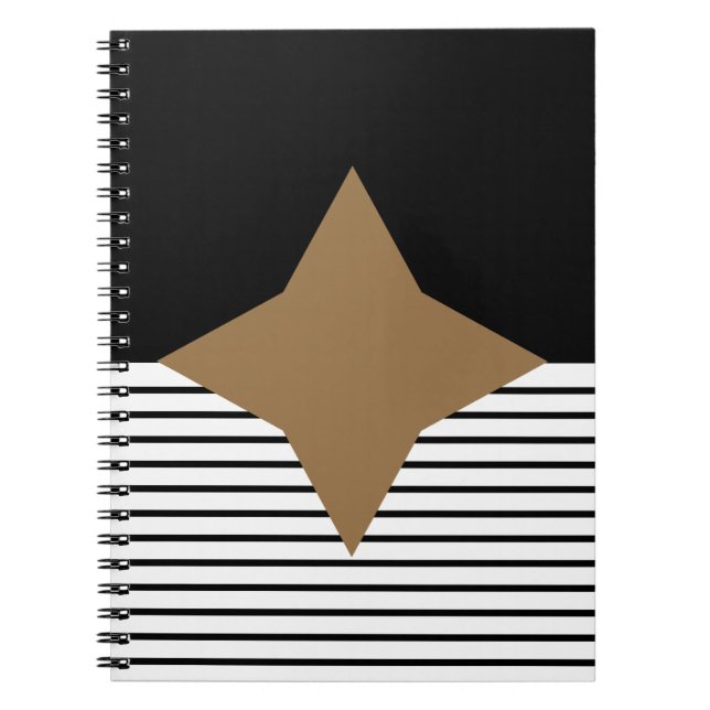 Black White Colorblock & Brown Diamond Notebook (Front)