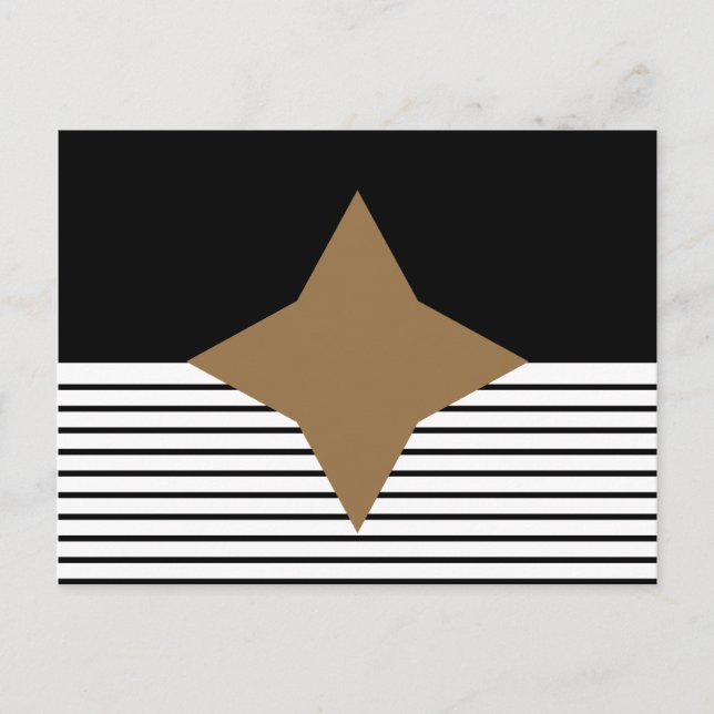 Black White Colorblock & Brown Diamond Postcard (Front)