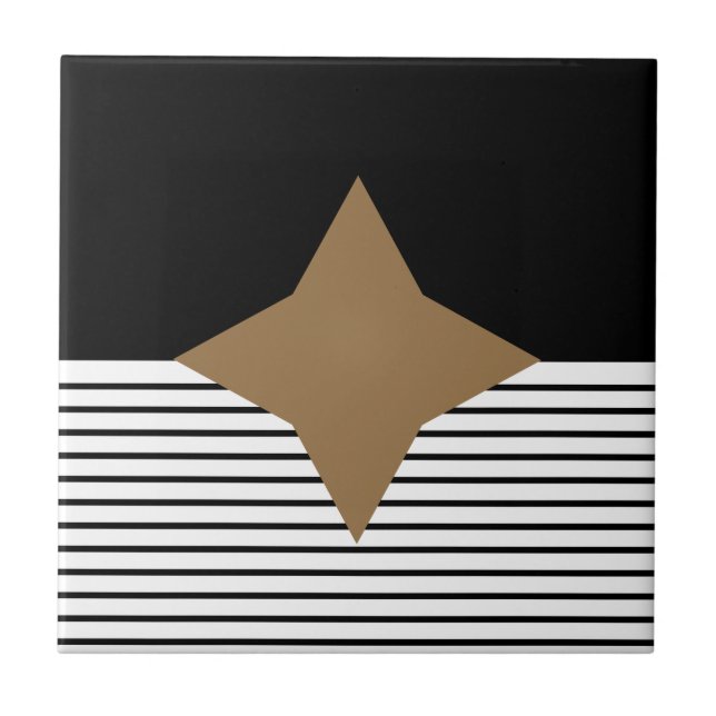 Black White Colorblock & Brown Diamond Tile (Front)
