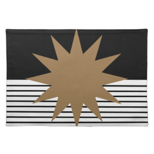 Black White Colorblock & Brown Sun Cloth Placemat