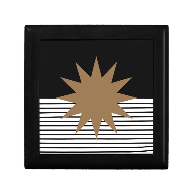 Black White Colorblock & Brown Sun Jewelry Box (Front)