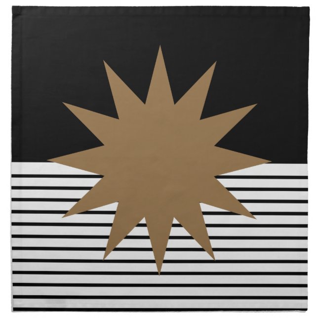 Black White Colorblock & Brown Sun Napkin (Front)
