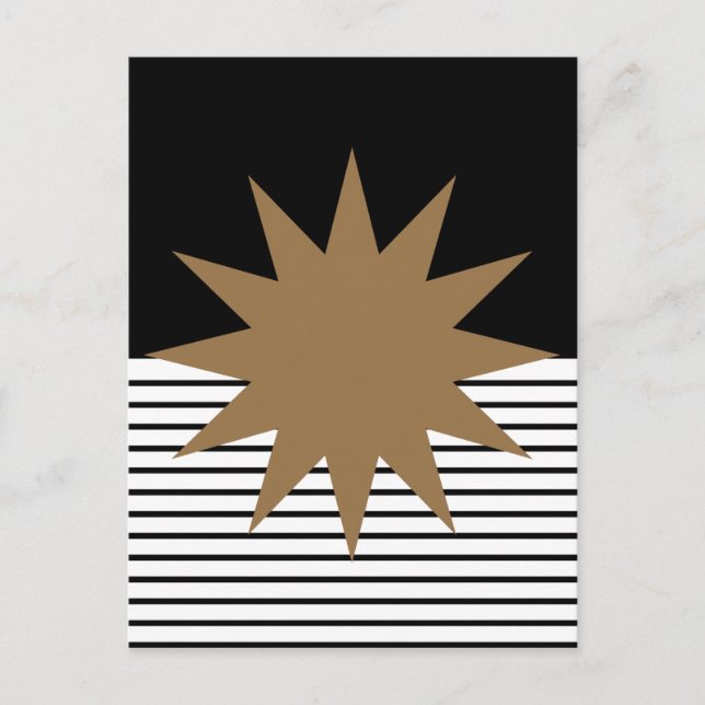 Black White Colorblock & Brown Sun Postcard (Front)