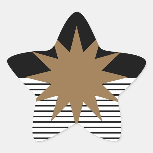 Black White Colorblock & Brown Sun Star Sticker (Front)