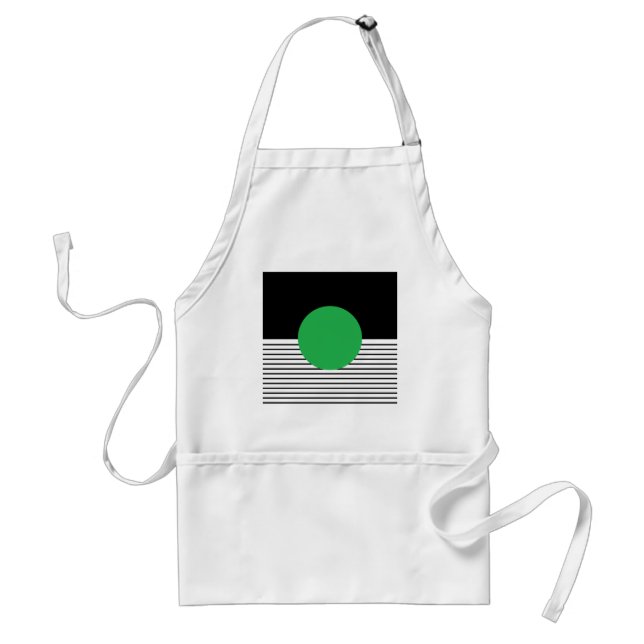 Black White Colorblock & Green Circle Adult Apron (Front)