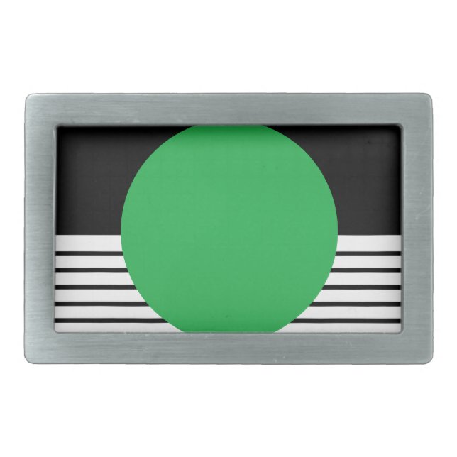 Black White Colorblock & Green Circle Belt Buckle (Front)