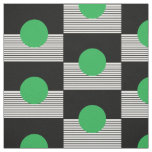 Black White Colorblock &amp; Green Circle Fabric