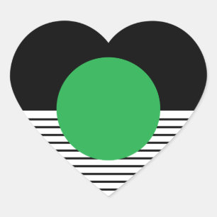 Black White Colorblock & Green Circle Heart Sticker