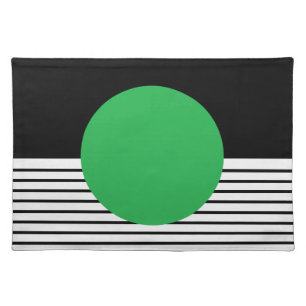 Black White Colorblock & Green Circle Placemat