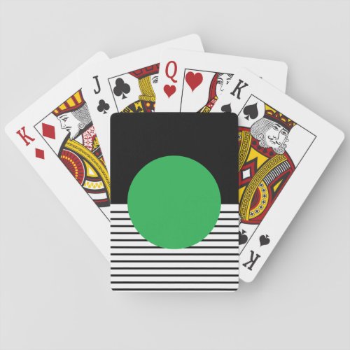 Black White Colorblock  Green Circle Poker Cards