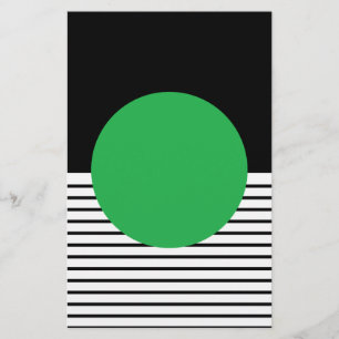 Black White Colorblock & Green Circle Stationery