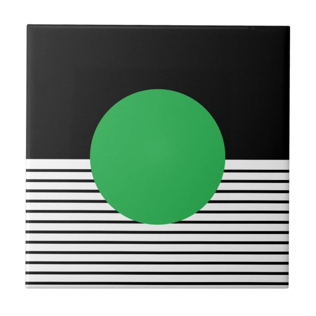 Black White Colorblock & Green Circle Tile (Front)