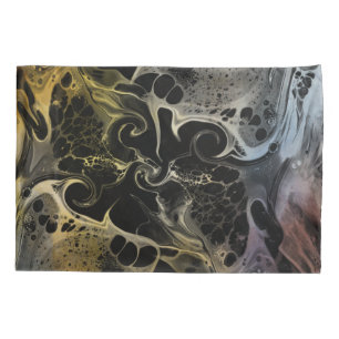 BLACK WHITE COLORFUL SWIRLING WAVY PILLOW CASE