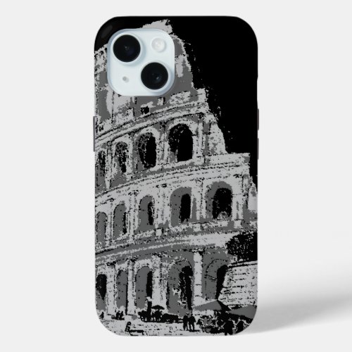 Black  White Colosseum iPhone 15 Case