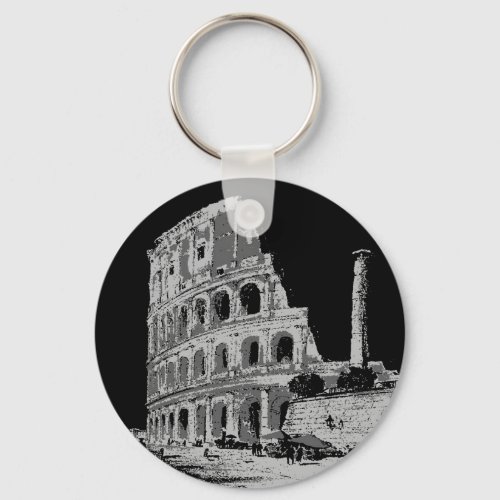 Black  White Colosseum Keychain