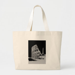 Black & White Colosseum Large Tote Bag