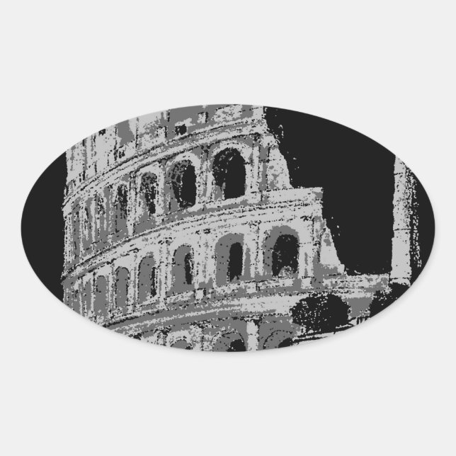 Black & White Colosseum Oval Sticker (Front)