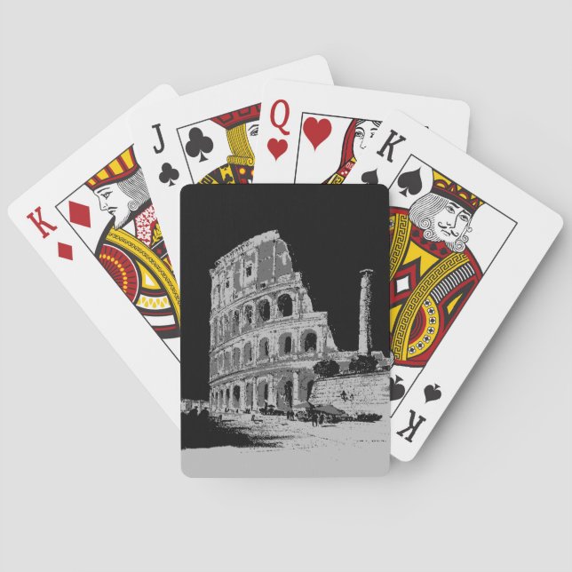 Black & White Colosseum Poker Cards (Back)