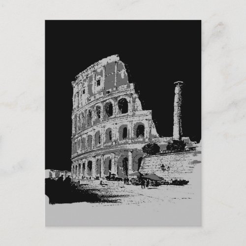 Black  White Colosseum Postcard