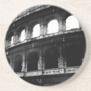 Black White Colosseum Roman Empire Drink Coaster