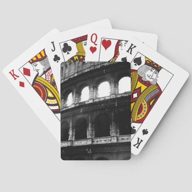 Black White Colosseum Roman Empire Poker Cards (Back)