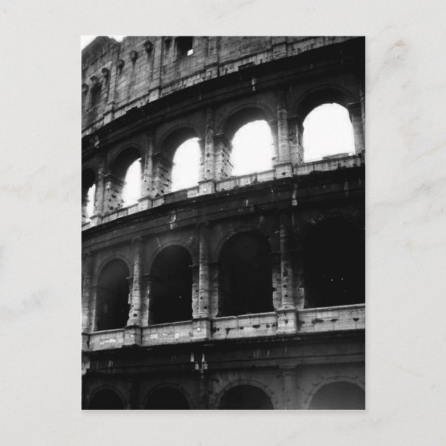 Black White Colosseum Roman Empire Postcard (Front)
