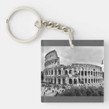 Black & White Colosseum Rome Keyring Keychain