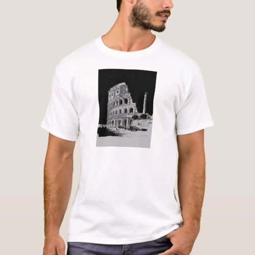 Black  White Colosseum T_Shirt