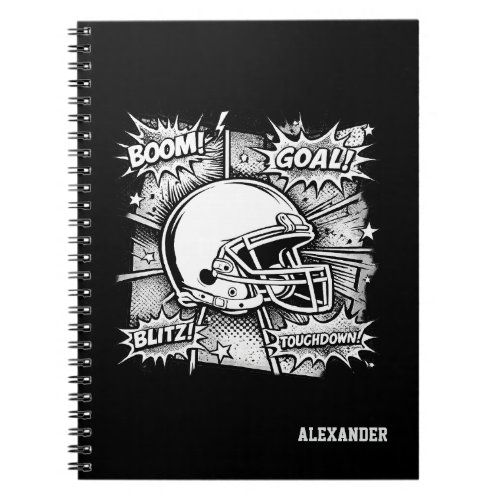 Black White Comic Football Notebook Journal